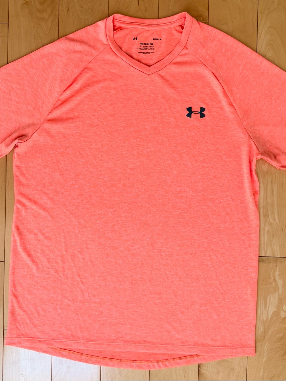 Under Armour Tech Tee Neon Orange Athletic Shirt Mens M